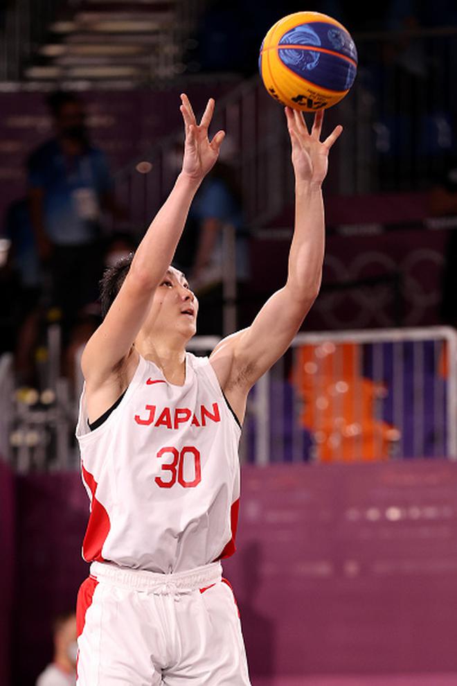 Keisei Tominaga of Japan shoots during the Men’s group stage match against the Netherlands during the Tokyo 2020 Olympic Games at Aomi Urban Sports Park on July 25, 2021 in Tokyo, Japan. 