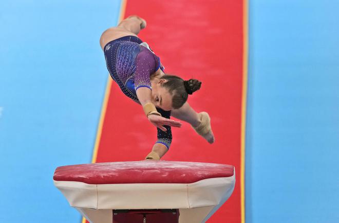 Shannon Archer of Scotland competes in the Women’s Vault finals on Monday. 