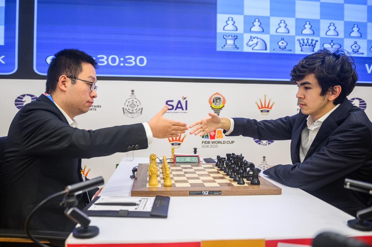 Wei Yi (left) and Javokhir Sindarov’s (right) final will be decided on tie-break. 
