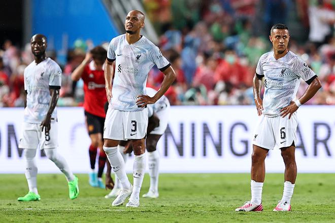 FILE PHOTO: From left to right - Naby Keita, Fabinho and Thiago Alcantara.