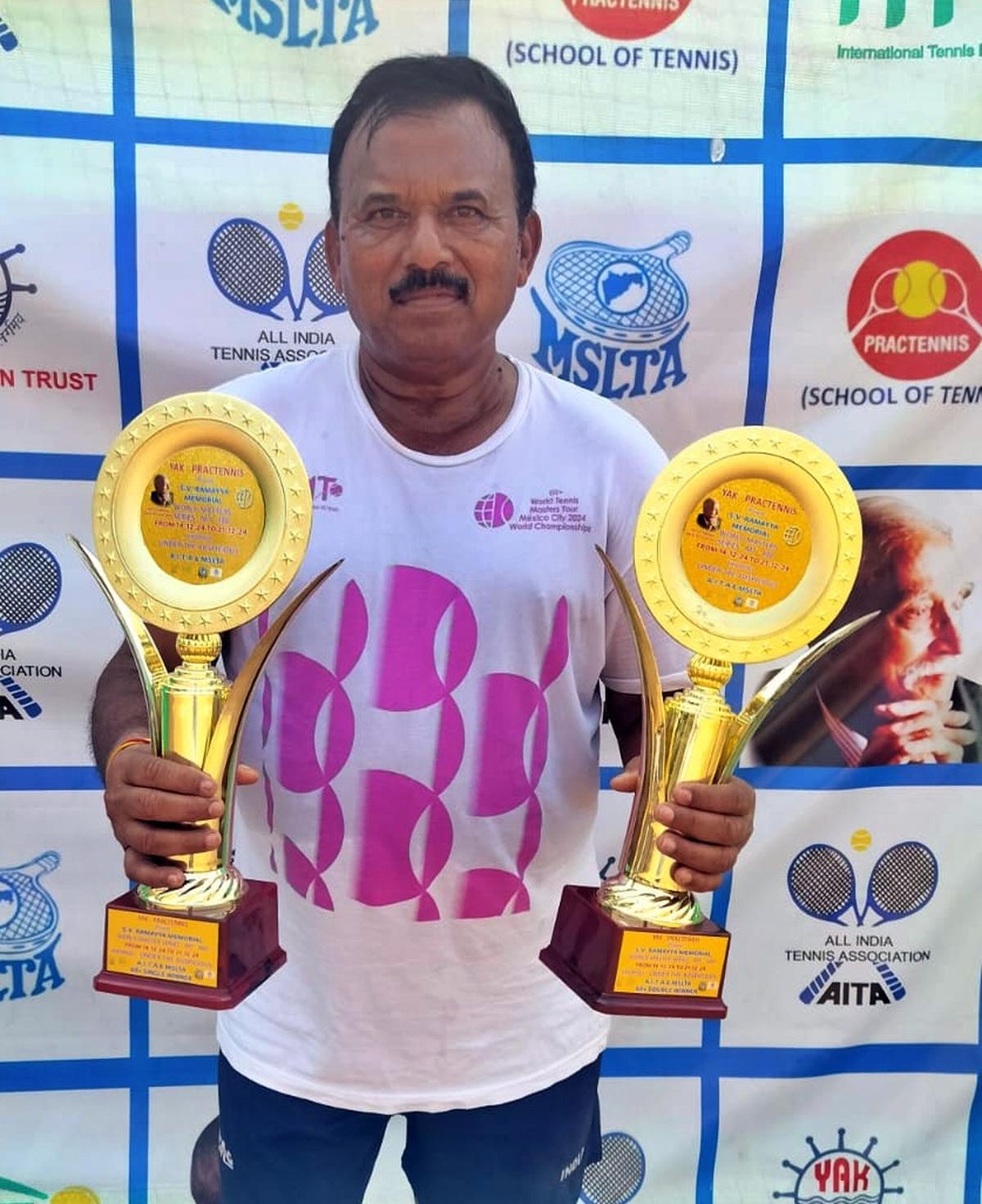 Chandra Bhushan won the singles and doubles titles in the
over-60 section of the ITF Masters tennis tournament in Mumbai.