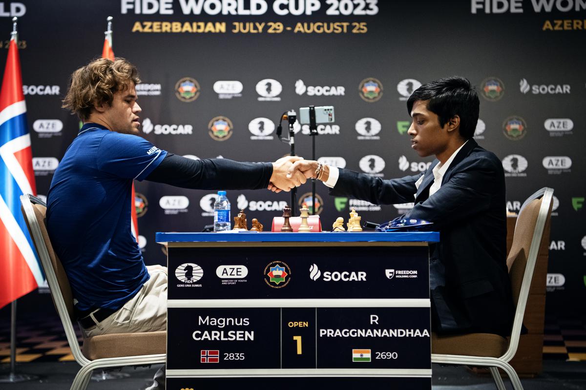 Praggnanandhaa vs Carlsen Round 1 Final Highlights, Chess World Cup 2023:  Pragg draws against Carlsen with white; Abasov beats Caruana - Sportstar