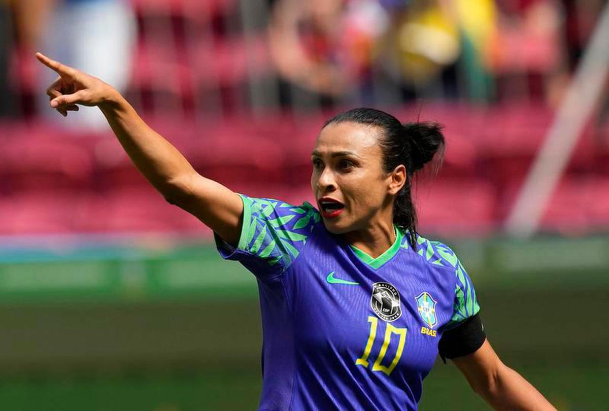 Trend setter: Marta, with her talismanic goalscoring prowess, iconic top knot and bright red lipstick, will make her sixth and final appearance in a Women’s World Cup this year. 