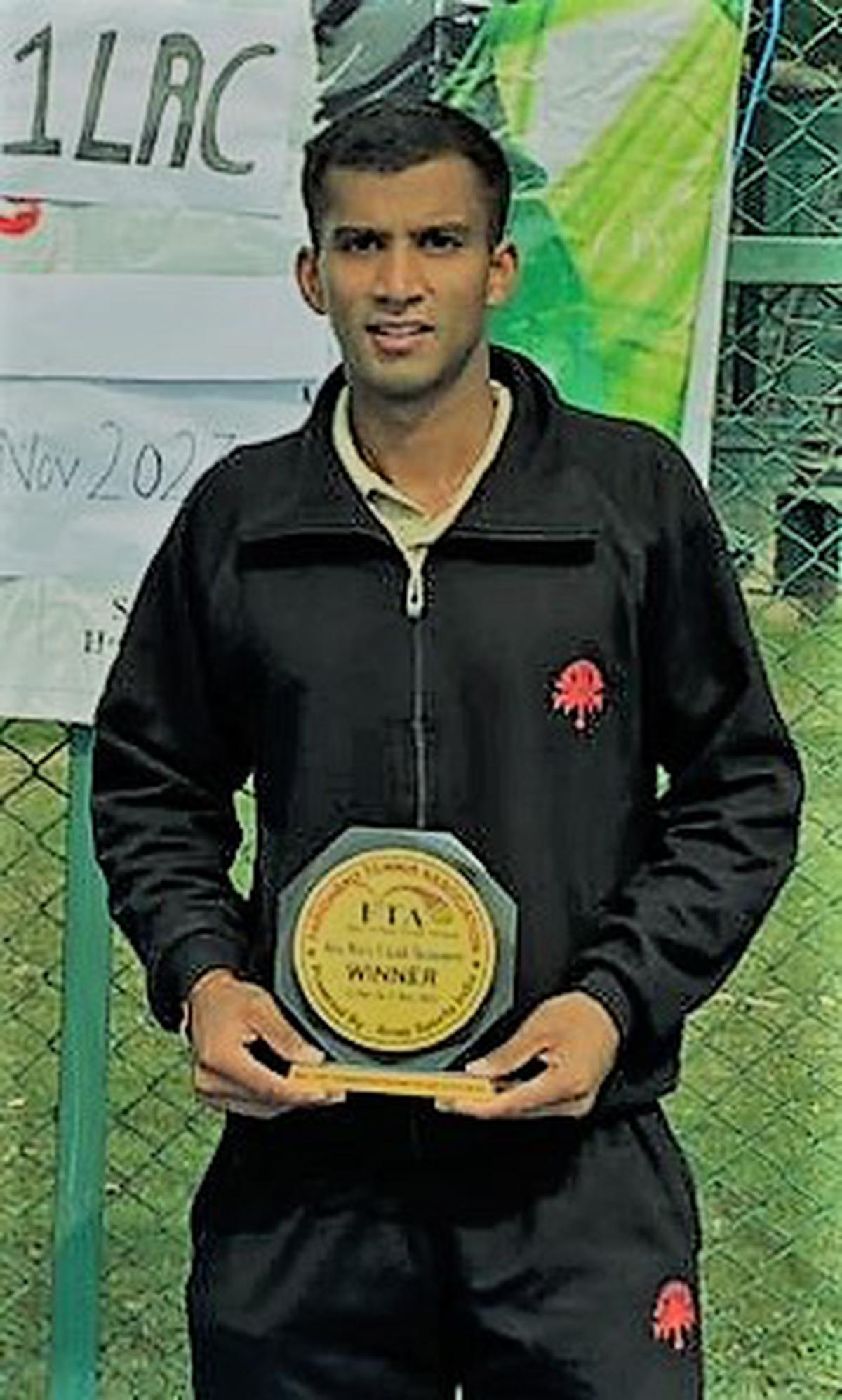 Parth Aggarwal, the champion of AITA men’s tennis tournament
in Faridabad.