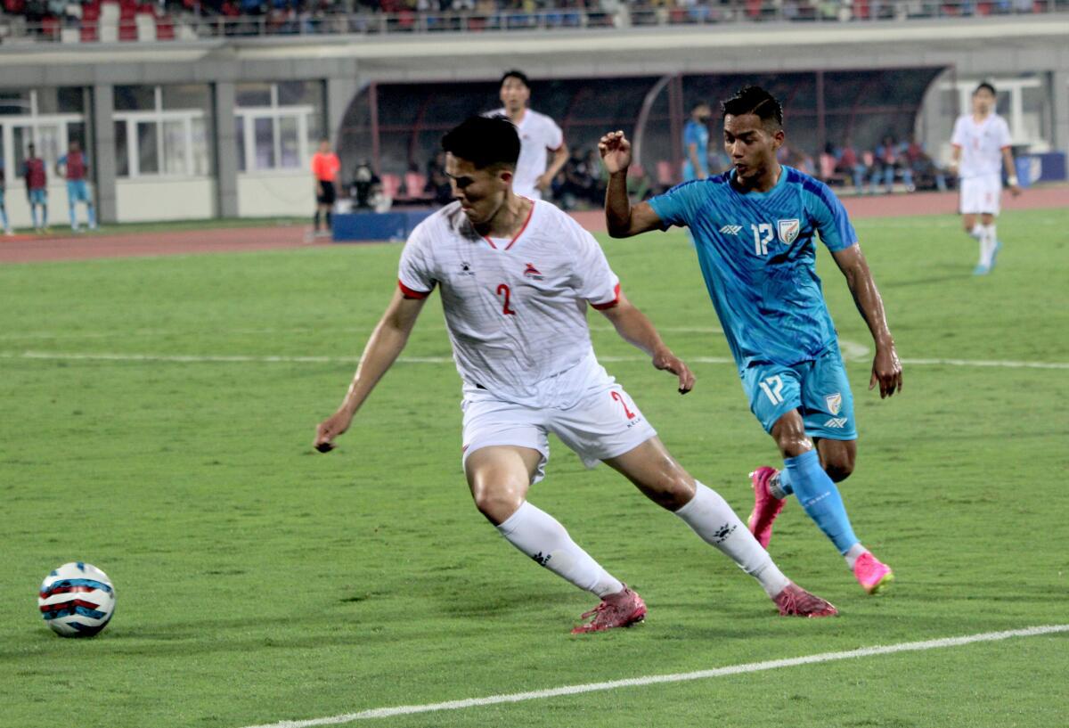 Chhangte in action in the Intercontinental match against Mongolia.