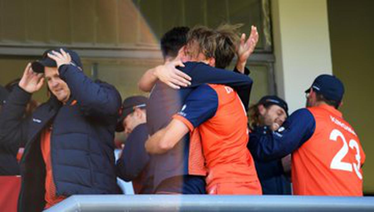 Netherlands celebrates its win over Scotland.