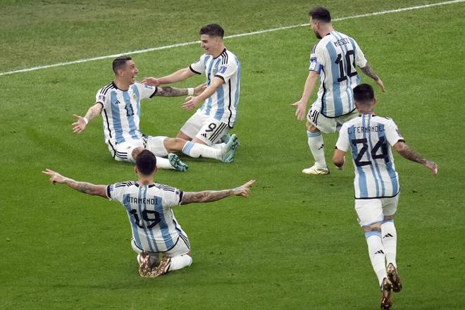 Di Maria celebrates scoring Argentina’s second goal.