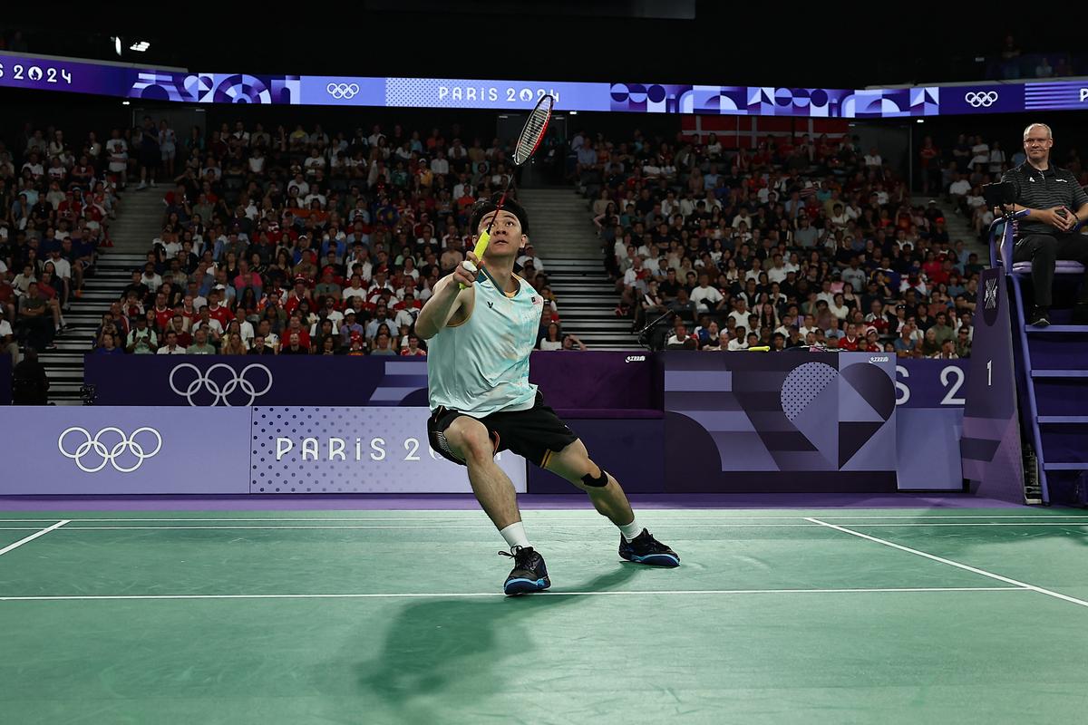 Zii Jia Lee of Malaysia in action during the match against Lakshya Sen of India. 