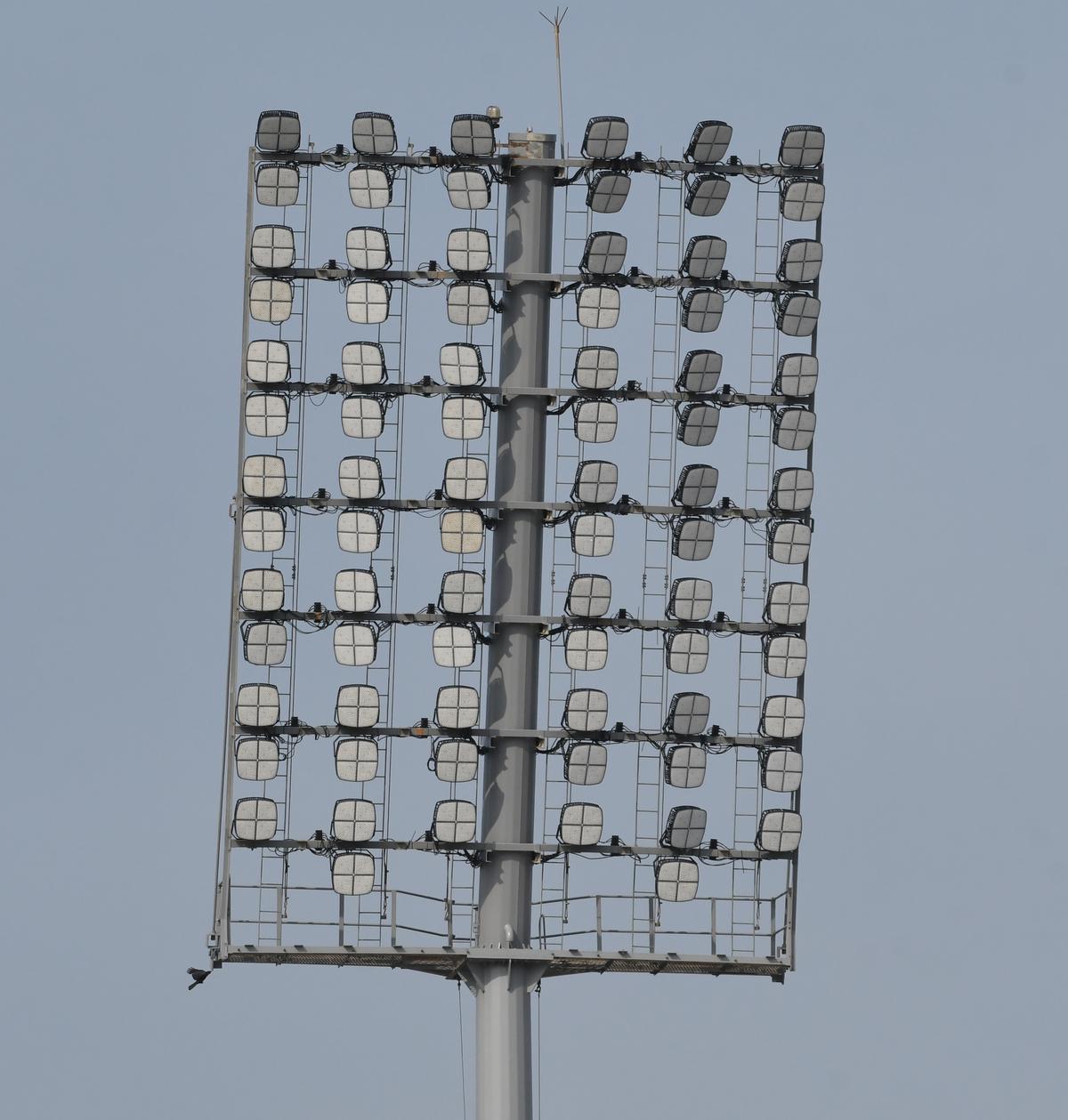 New LED lights have been installed in the four floodlight towers at the M A Chidambaram Stadium in Chennai ahead of the ICC Men’s ODI World Cup.