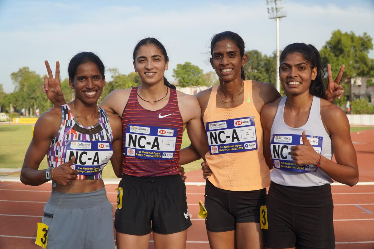 The National Camp ‘A’ team which won the women’s title in the National Open Relay Carnival in Chandigarh on Sunday. 