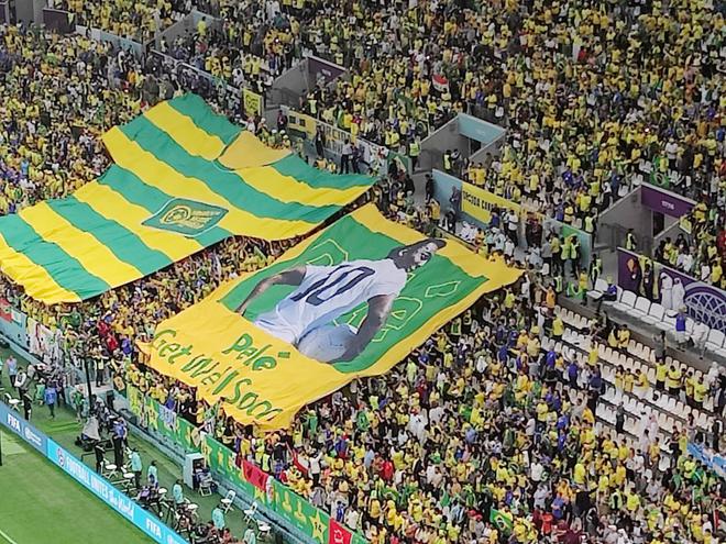 A ‘Get Well Soon, Pele’ banner was unfurled by the Brazilian fans.