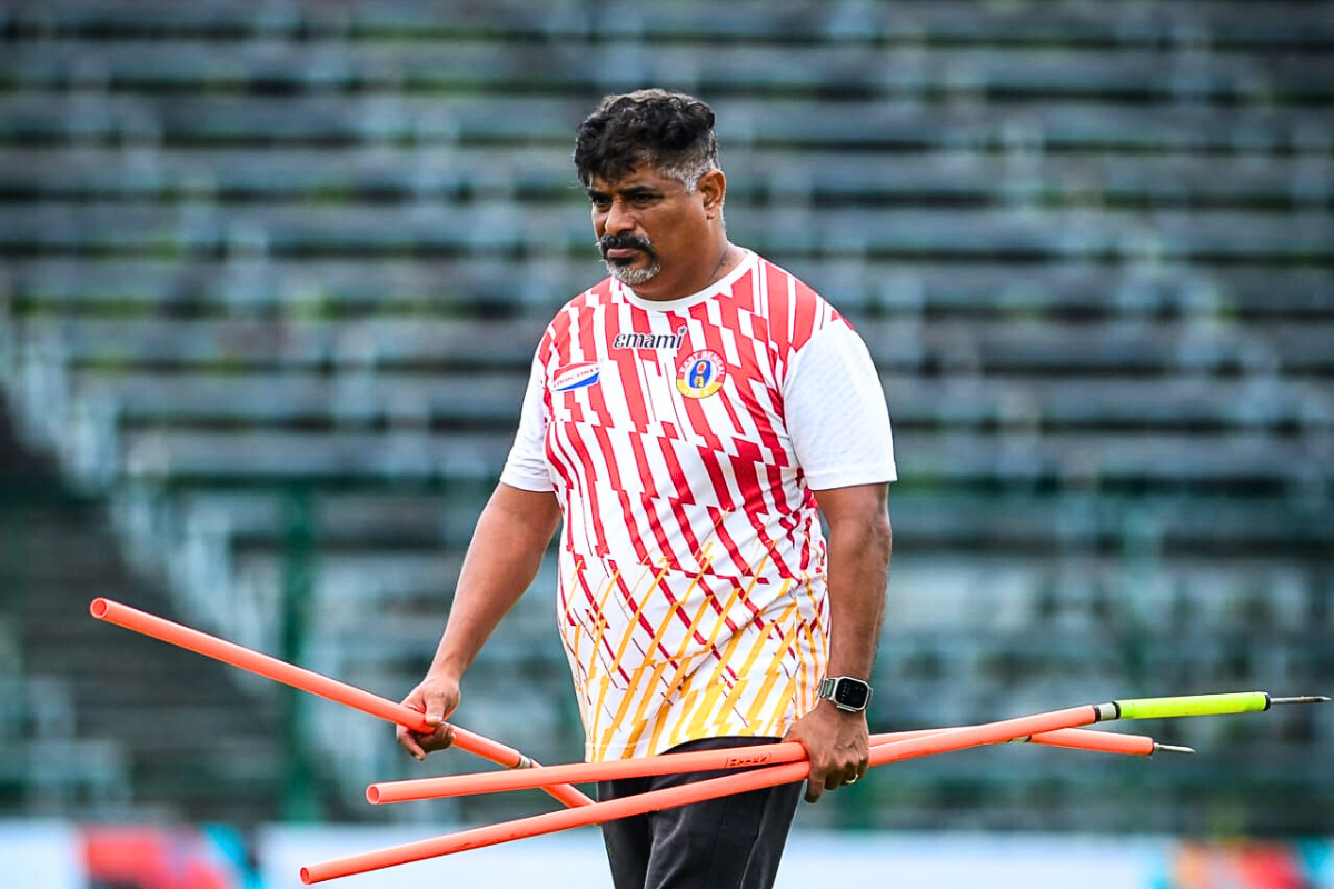 Bino George during a training session with East Bengal reserves, before their clash with Mohun Bagan Super Giant in Lucknow. 