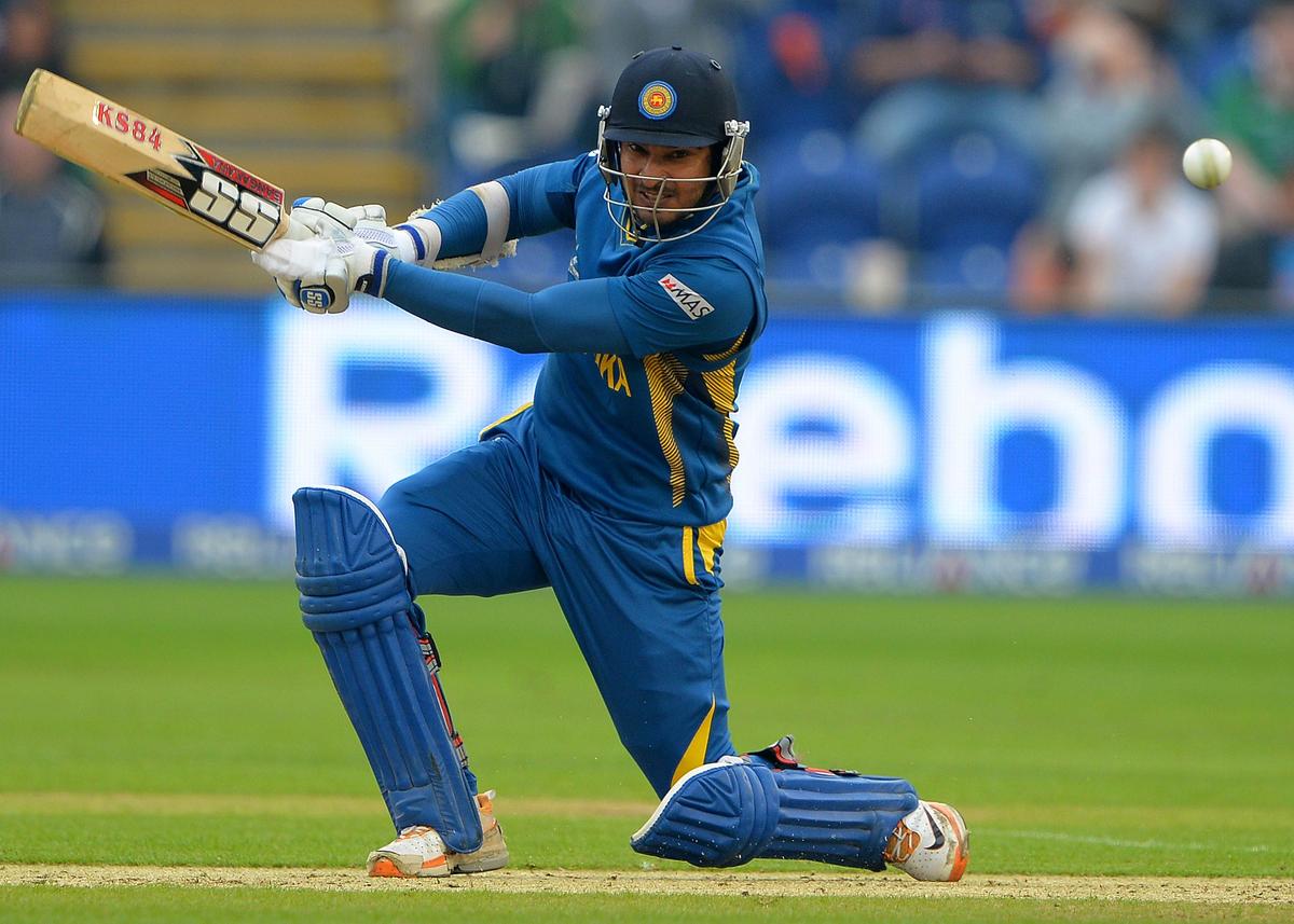 Sri Lanka’s Kumar Sangakkara bats during the 2013 ICC Champions Trophy semifinal. 