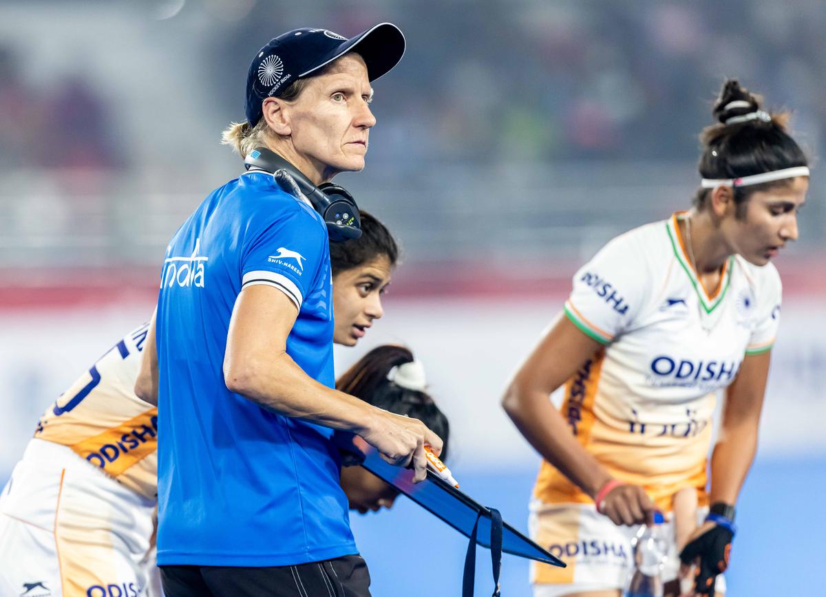 Janneke Schopman during the FIH Pro League fixture against Australia on February 17 in Rourkela, her final match as the head coach of the Indian women’s team.