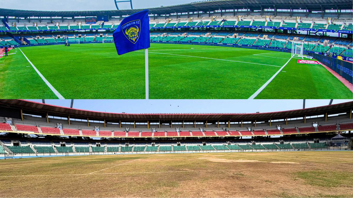 ISL 2025-2026: Semanas antes do primeiro jogo em casa do Chennaiyin FC, o campo do Nehru Stadium está vazio