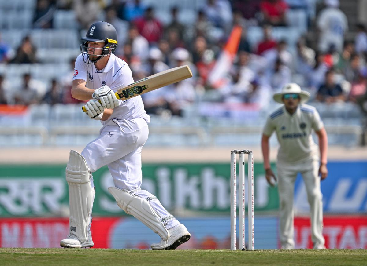 Ollie Robinson plays a shot during the second day of fouth Test.