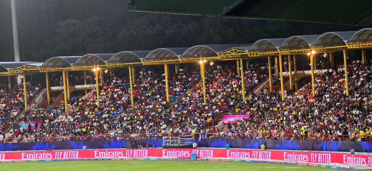 A view of the Johnson Charles stand at the Darren Sammy Stadium during the England vs West Indian T20 World Cup match. 