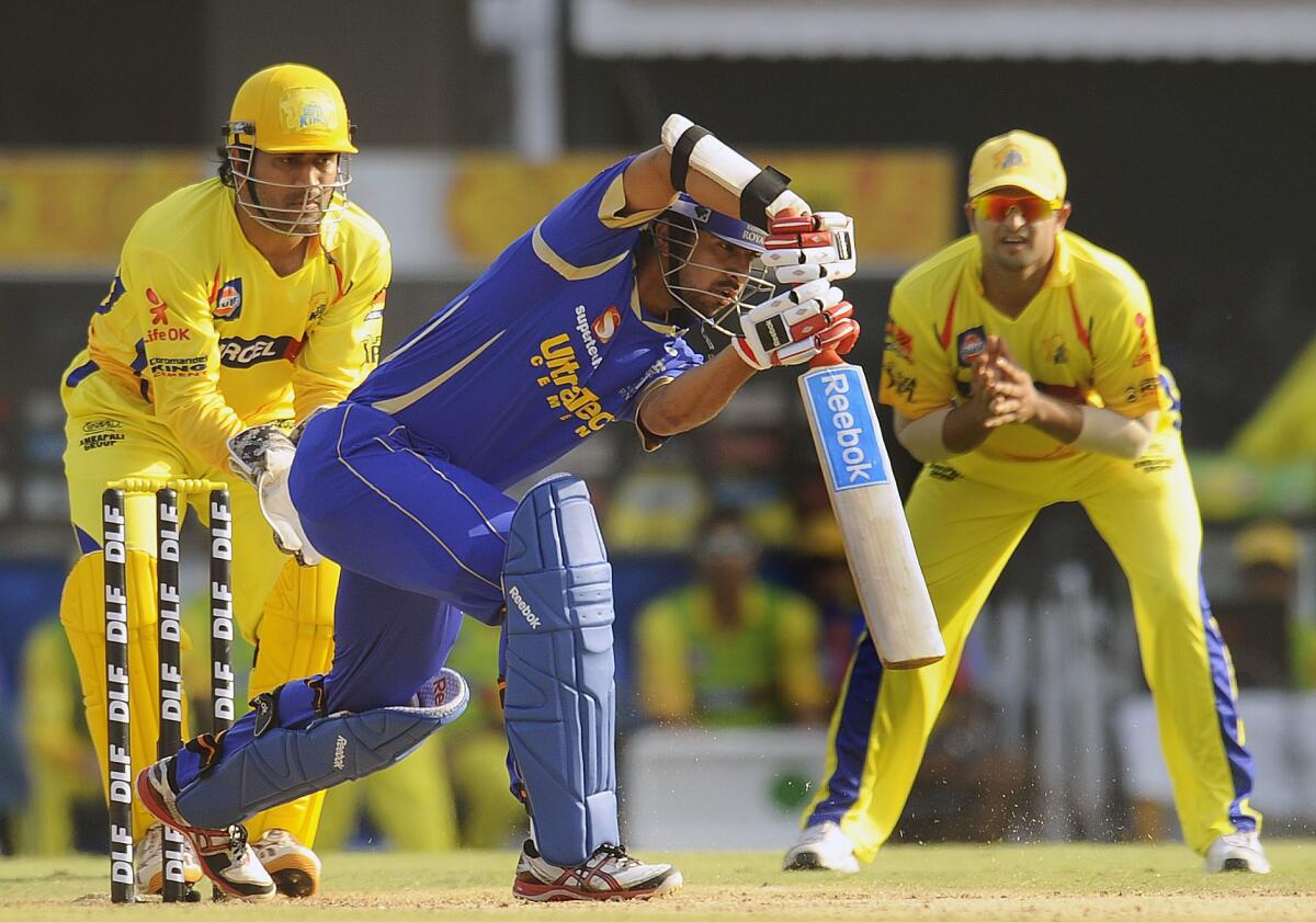 Rajasthan Royals batter Ashok Menaria playing against Chennai Super Kings during their match in the fifth edition of Indian Premier League at M.A. Chidambaram Stadium in Chennai on in 2012. 