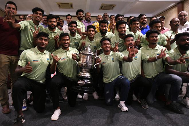 Santhosh trophy winning kerala team during a felicitation event oraganised by the Kerala Football Association in Kochi on Wednesday, May 4, 2022.