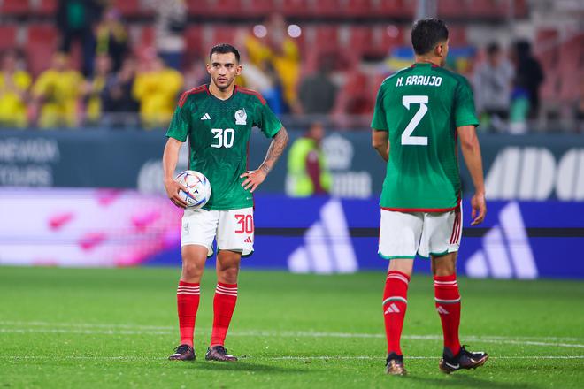 Luis Chavez of Mexico looks on during the friendly match between Mexico and Sweden at Montilivi Stadium on November 16, 2022, in Girona, Spain. 