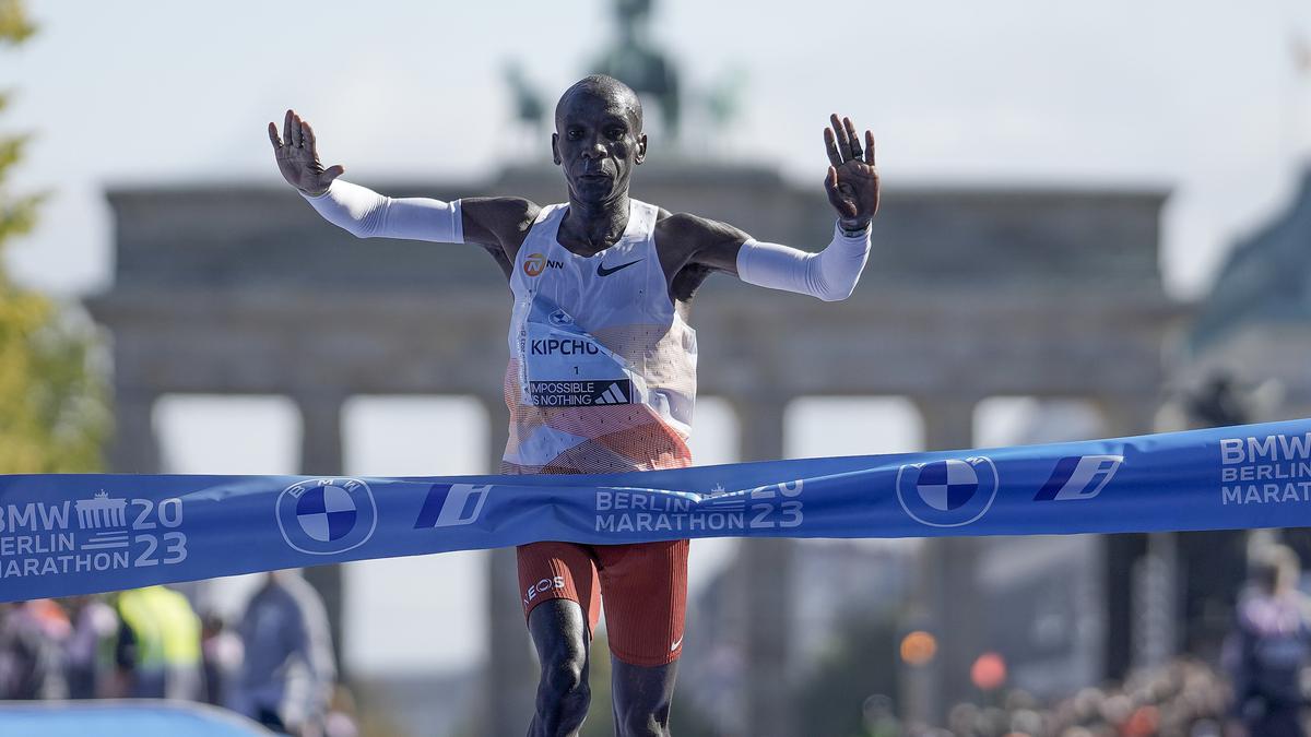 Eliud Kipchoge from Kenya wins Berlin Marathon for a record fifth time