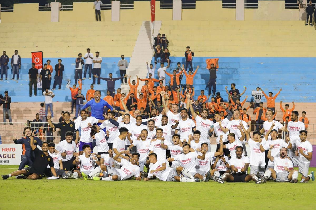 Among the elite: Punjab FC celebrates beating Rajasthan United 4-0, a win that secured the league title and ISL promotion of the club.