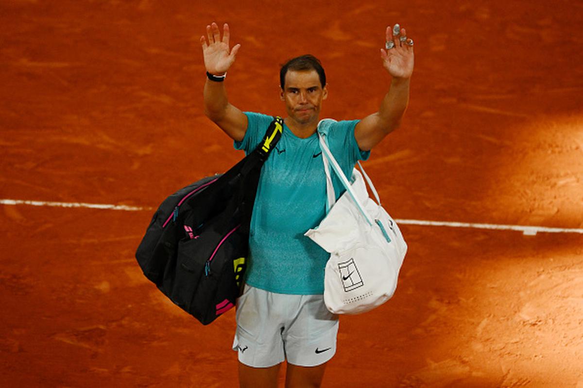 Spain’s Rafael Nadal waves to the crowd as he walks off after his loss to Germany’s Alexander Zverev in the first round of French Open at Roland Garros on May 27, 2024.