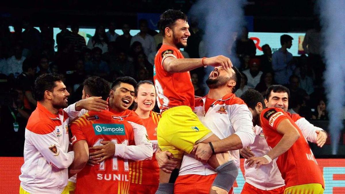 Sachin Tanwar with coach Manpreet Singh back when the duo represented the franchise in the Pro Kabaddi League