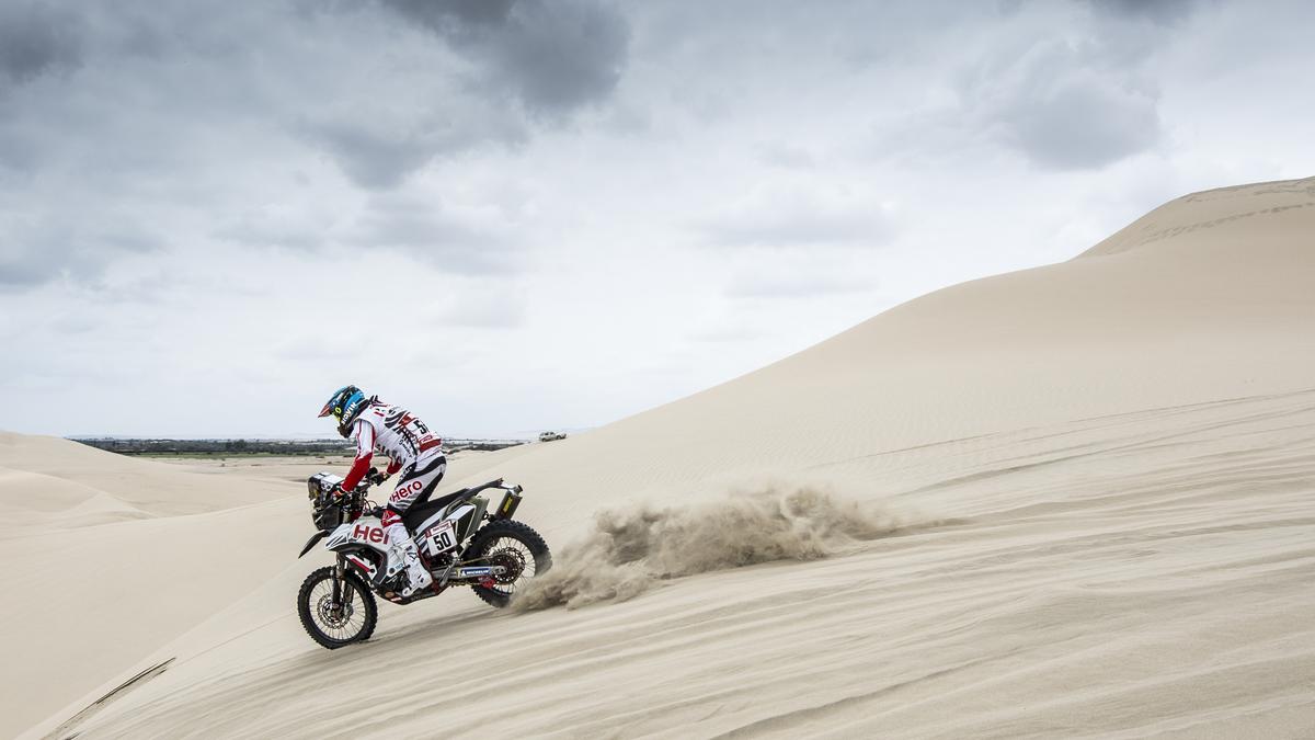 Dakar Rally: India's C.S. Santosh of Hero MotoSports stands 20th and K.P Aravind of Sherco TVS stands 70th.