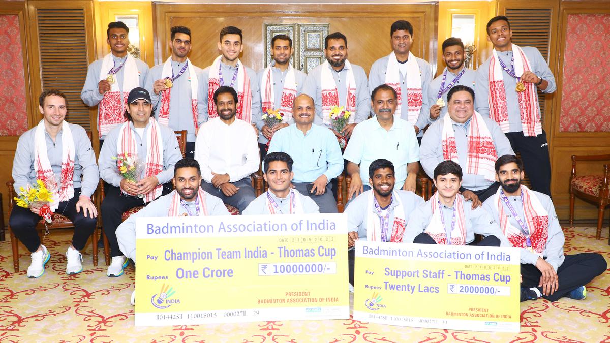 Thomas Cup winning team awarded cash prize by BAI