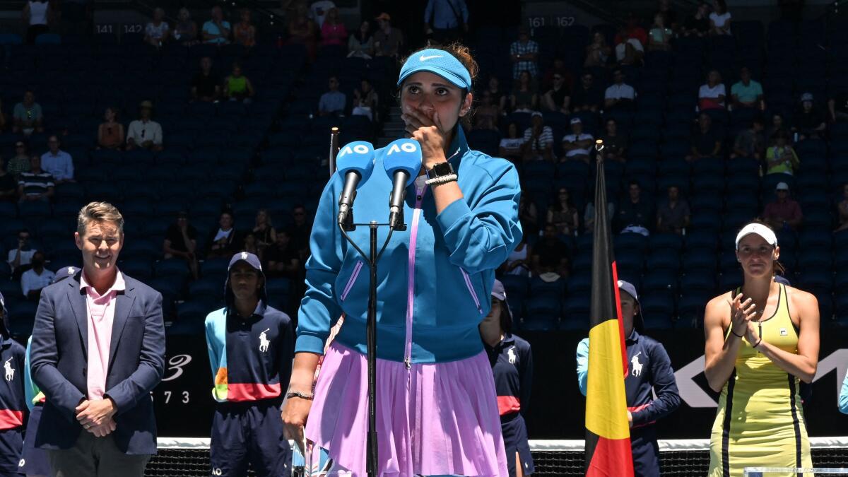 “If I cry, these are happy tears,” says Sania Mirza in emotional final Grand Slam speech