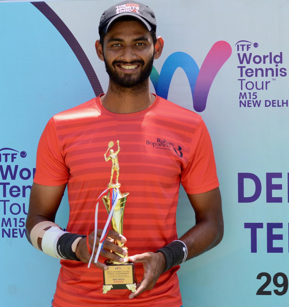 ITF mens tennis tournament Niki Poonacha caps dream run with trophy
