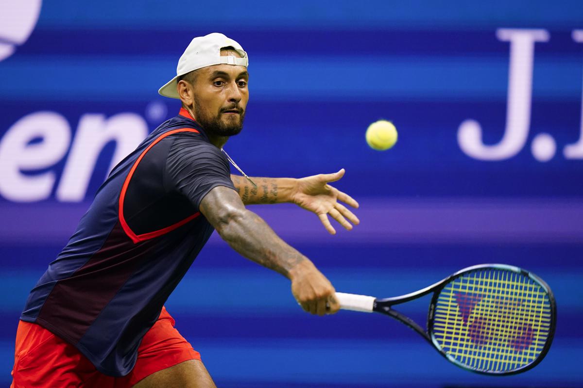 US Open Kyrgios all-business in first-round win over friend Kokkinakis
